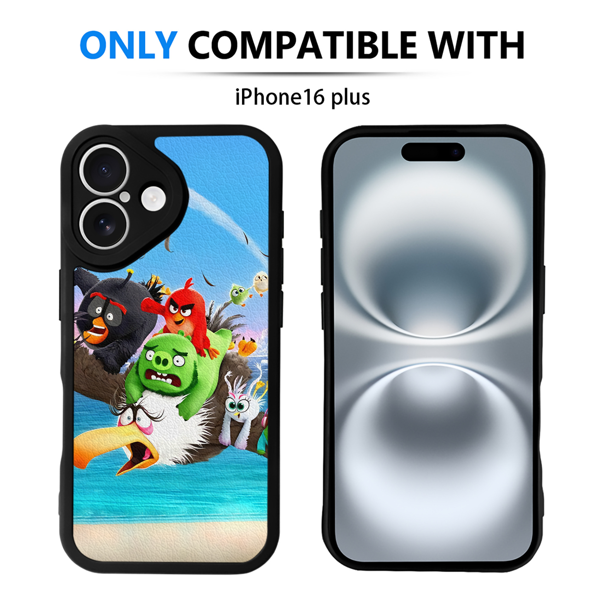 （画像用） Angry Birds アングリーバード 【iPhone 16シリーズ対応】シリコンスマホケース（レザー調） 材質：シリコン